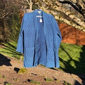 Eileen Fisher Blue Printed Kimono Jacket